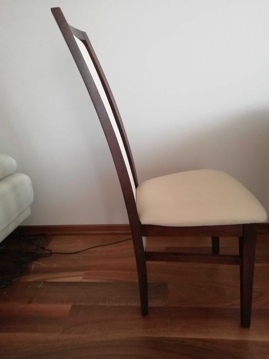 6 eleganckich krzeseł kolor wenge / ecru, do jadalni/salonu (Lublin)