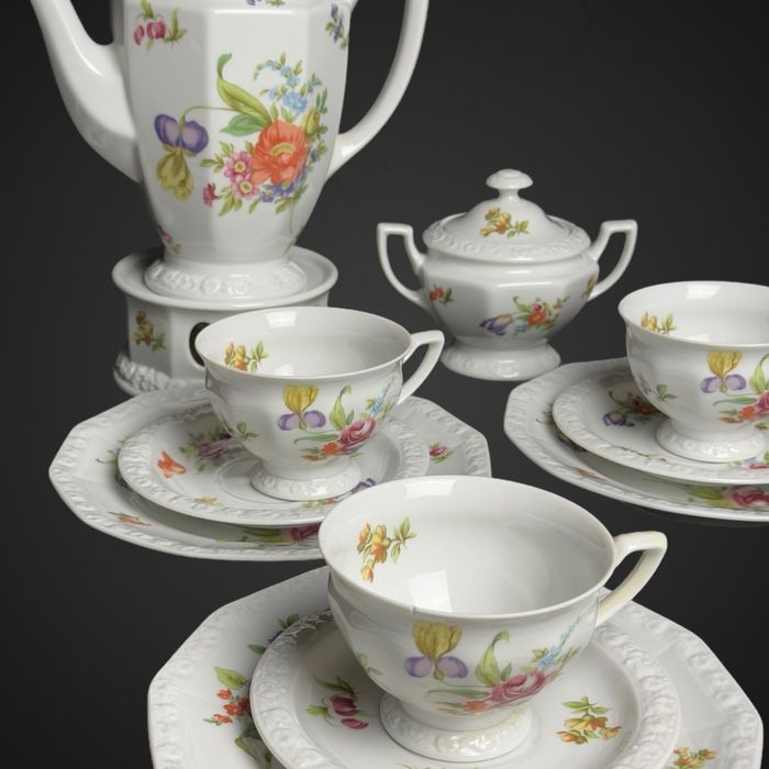Serwis kawowy Rosenthal biała maria bukiet letni sommerstraus B4/12145