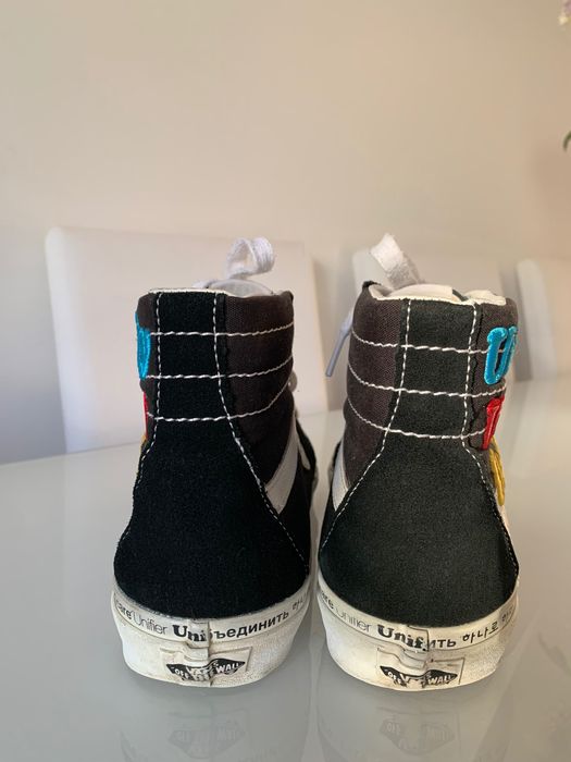 Czarne skórzane Vansy męskie sneakersy wysokie