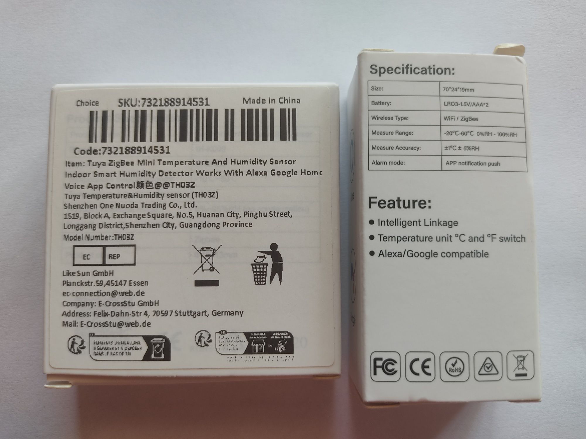 Zigbee Czujnik temperatury Tuya Smart life