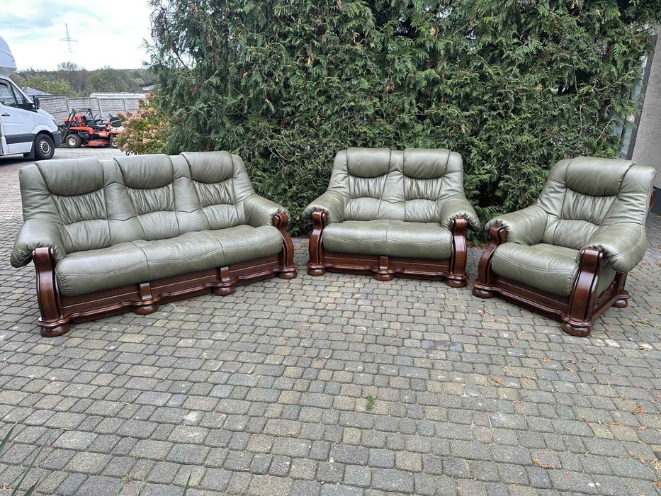 Wypoczynek dębowy 3 2 1 Nowa Naturalna Skóra sofa zestaw wypoczynkowy