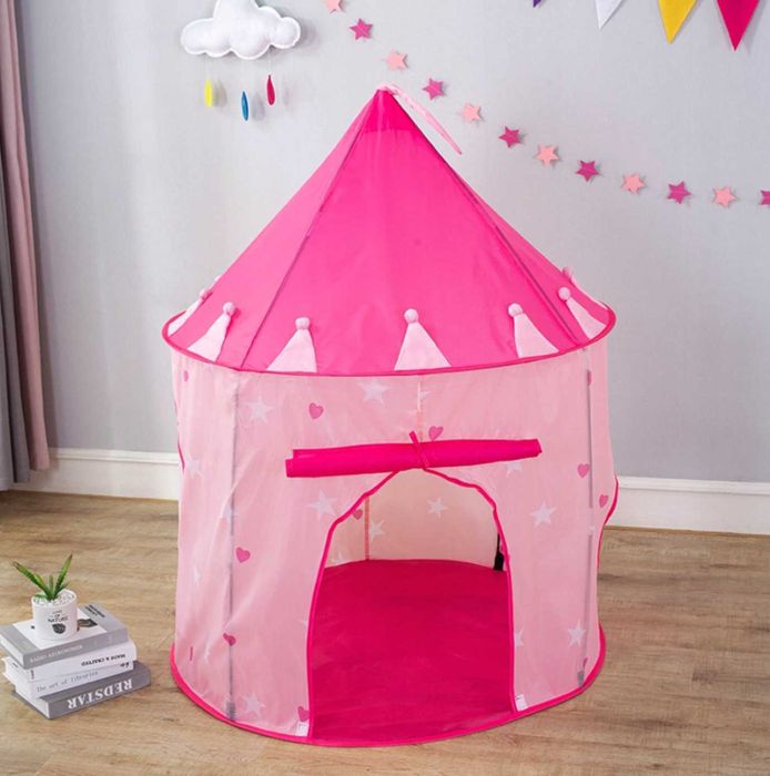 Namiot 3w1 dla dzieci: zamek + tunel + kojec/basen, różowy