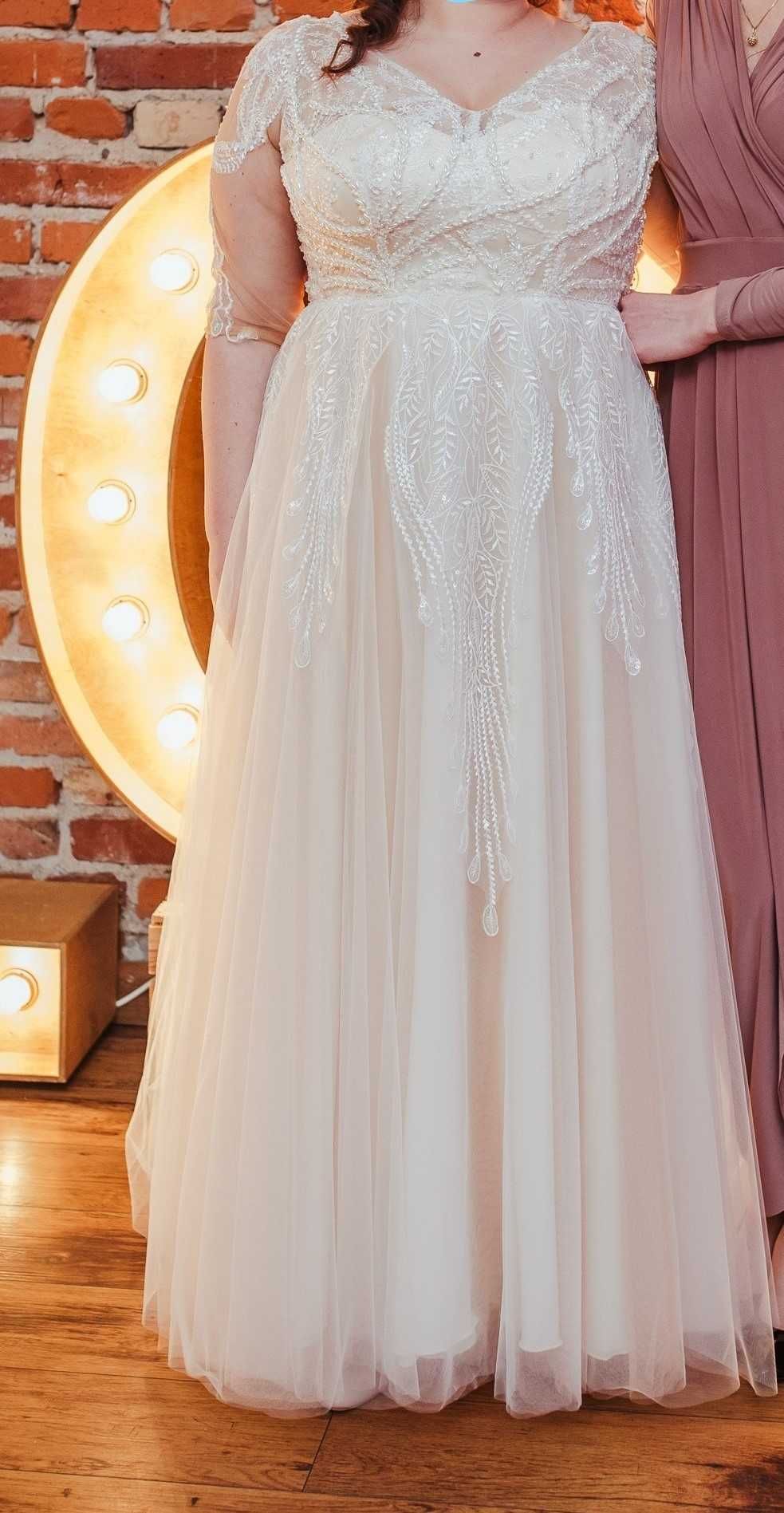 suknia ślubna plus size, rozmiar 46-48
