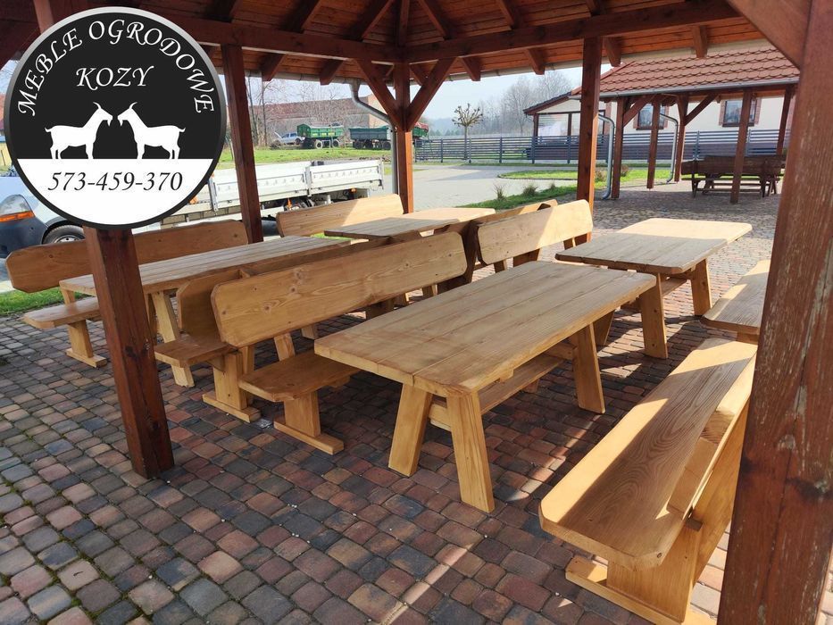 NOWE CENY! Meble ogrodowe drewniane góralskie. Lite drewno ławka stół