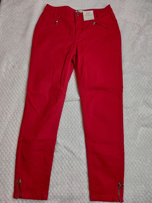 Nowe czerwone spodnie damskie F&F SKINNY, rozmiar 38 (M)