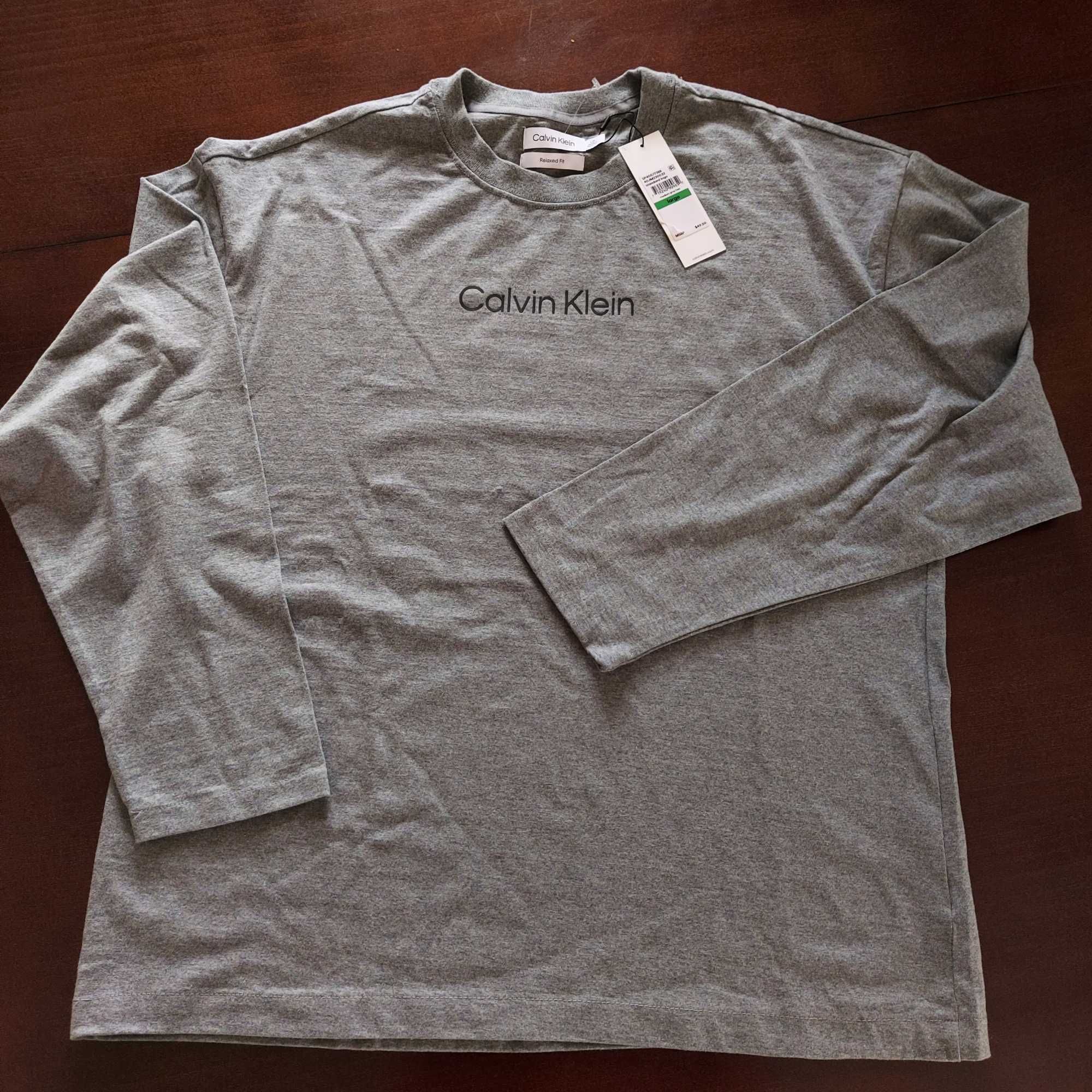 Calvin Klein bluzo koszulka szara long sleeve z USA