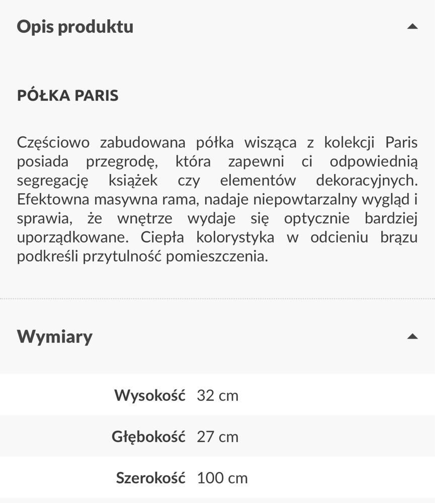 półka z kolecji PARIS z salonu Agata Meble