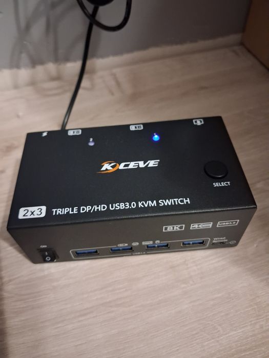 Przełącznik KVM 2 Komputery 3 Monitory 8k 60Hz 4K 144Hz