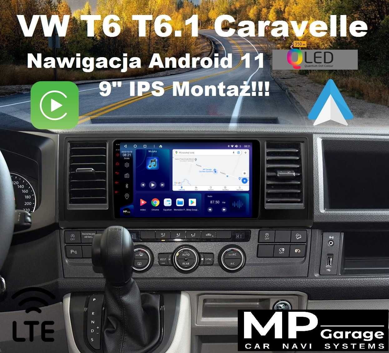 Radio VW T6 T6.1 Caravelle Android 11 9" Qled 4G CarPlay Montaż