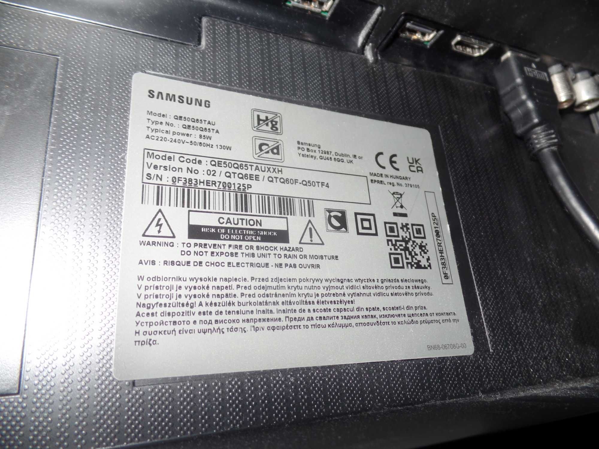sprzedam telewizor SAMSUNG QE50Q65TAUXXH uszkodzony