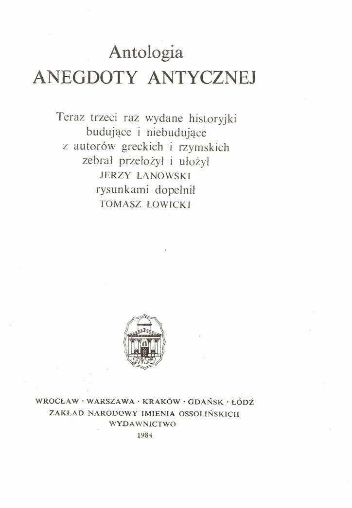 Antologia anegdoty antycznej Jerzy Łanowski