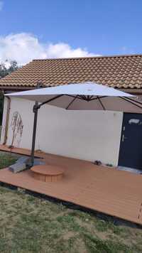 Biały parasol ogrodowy 3m x 3m na wysięgniku