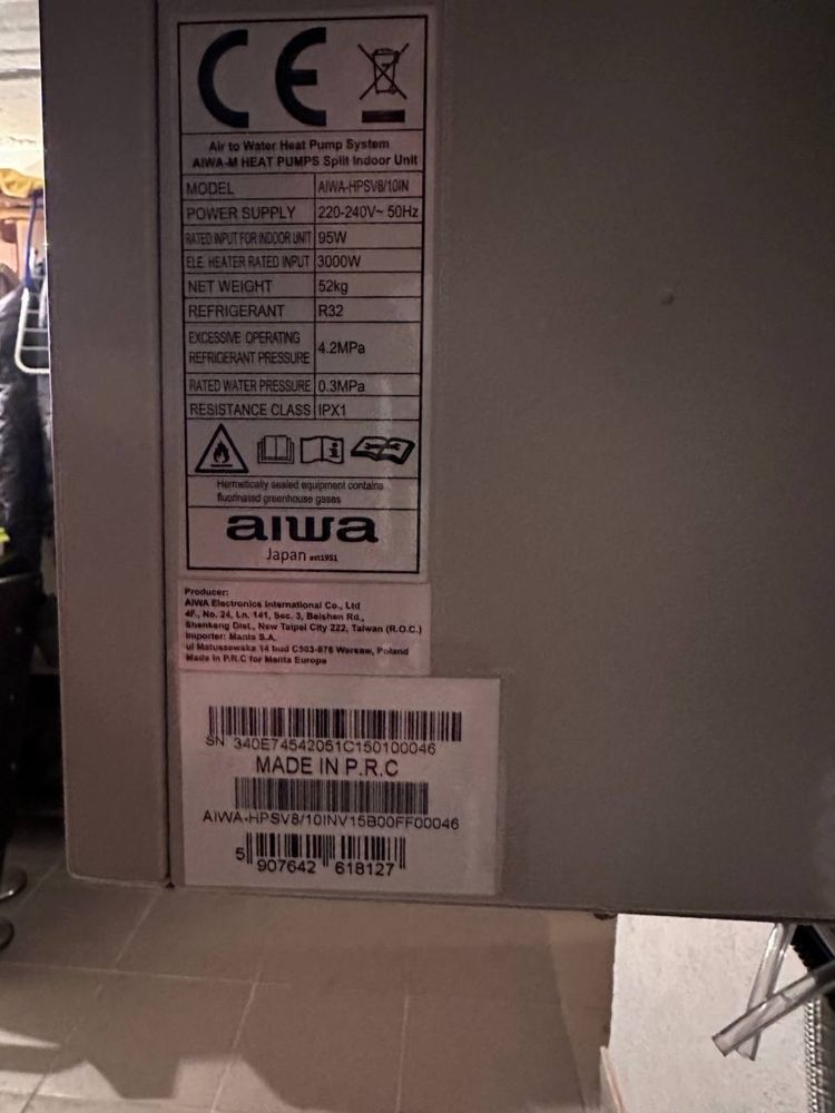 Pompa ciepła aiwa HPSV10 split 10kw co+cwu