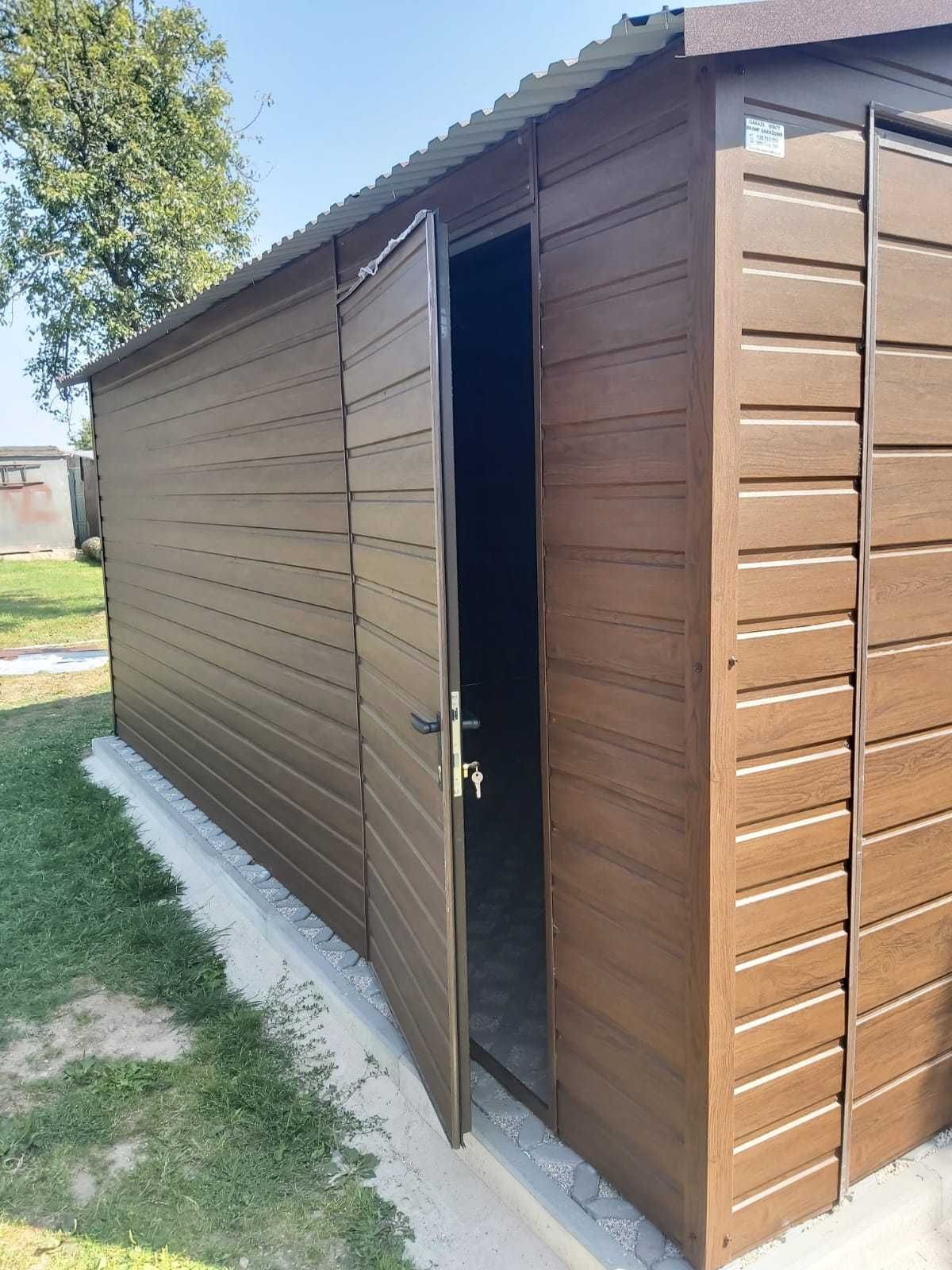 Garaż blaszany 3,5x5 PREMIUM ORZECH Garaże CAŁY KRAJ SZYBKI TERMIN rat