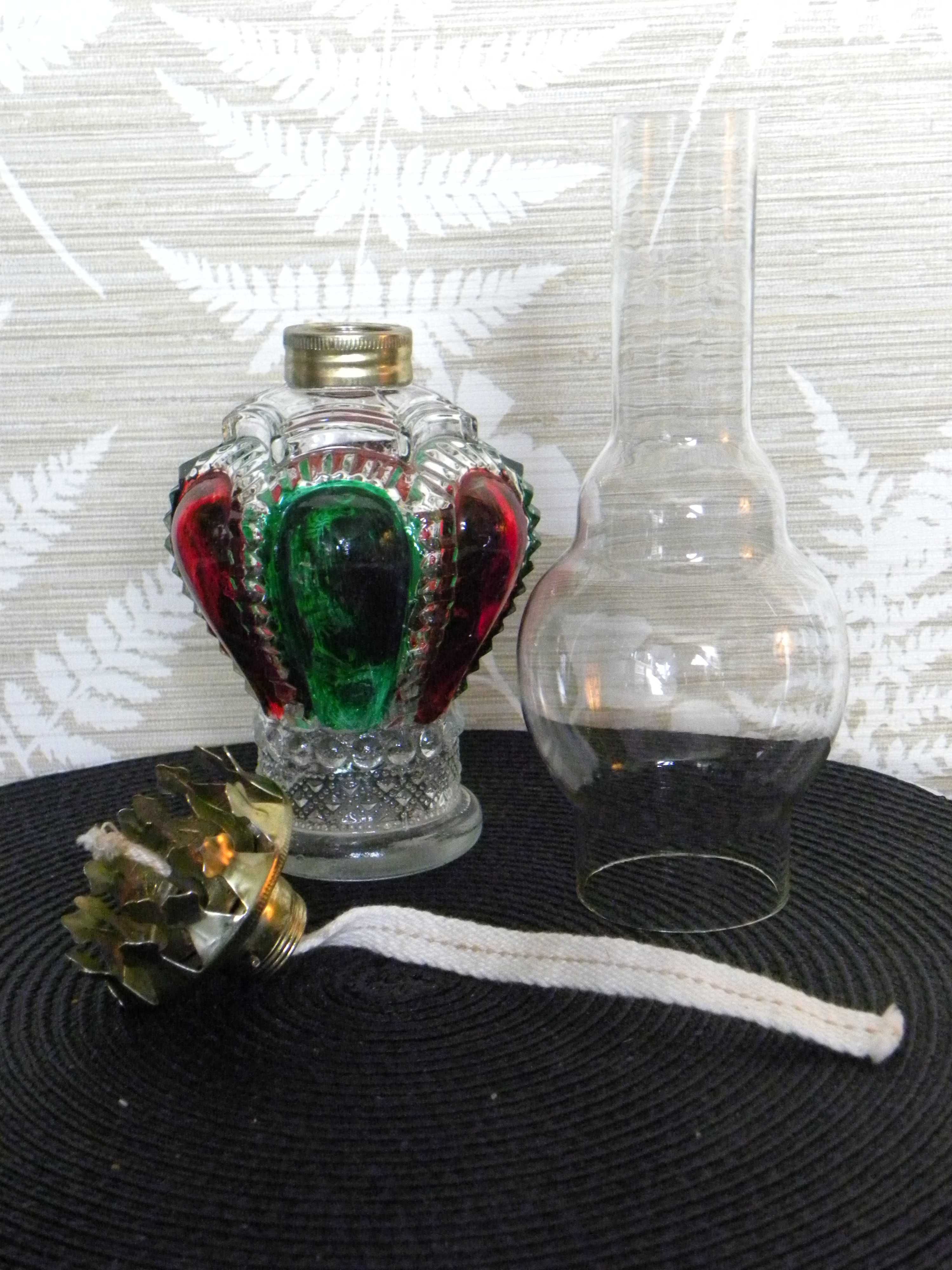 Szklana kolorowa stołowa lampa lampka naftowa