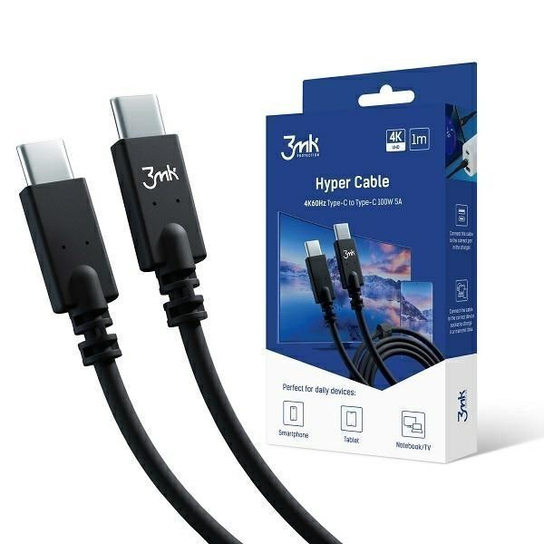 3Mk Hyper Cable Usb-C/Usb-C 4K 60Hz Kabel Czarny 1M 100W
