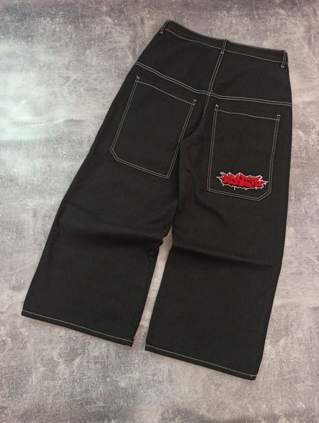 Широкие реп джинсы jnco style с вышивками багги парашуты vintage sk8 L