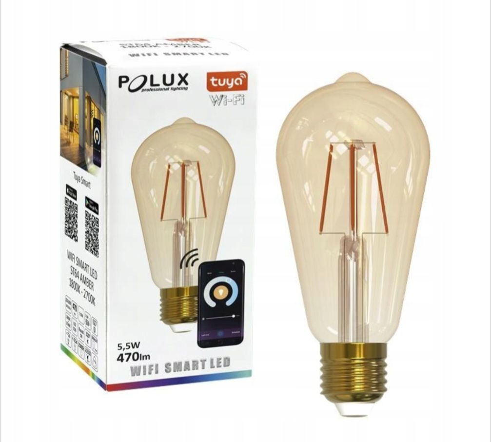 3x TUYA SMART Wi-Fi Żarówka LED filament E27 5,5W Polux