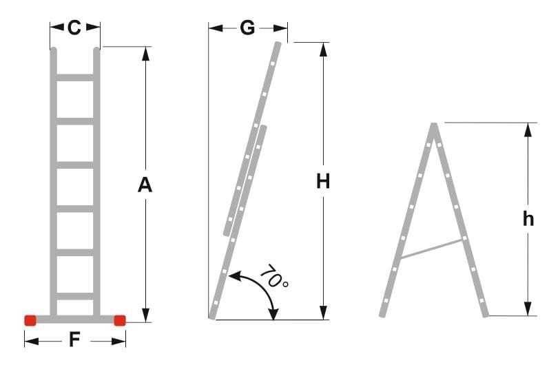 Drabina aluminiowa rozstawno-przystawna 2x7 ALOSS 4,2m II Gat Outlet