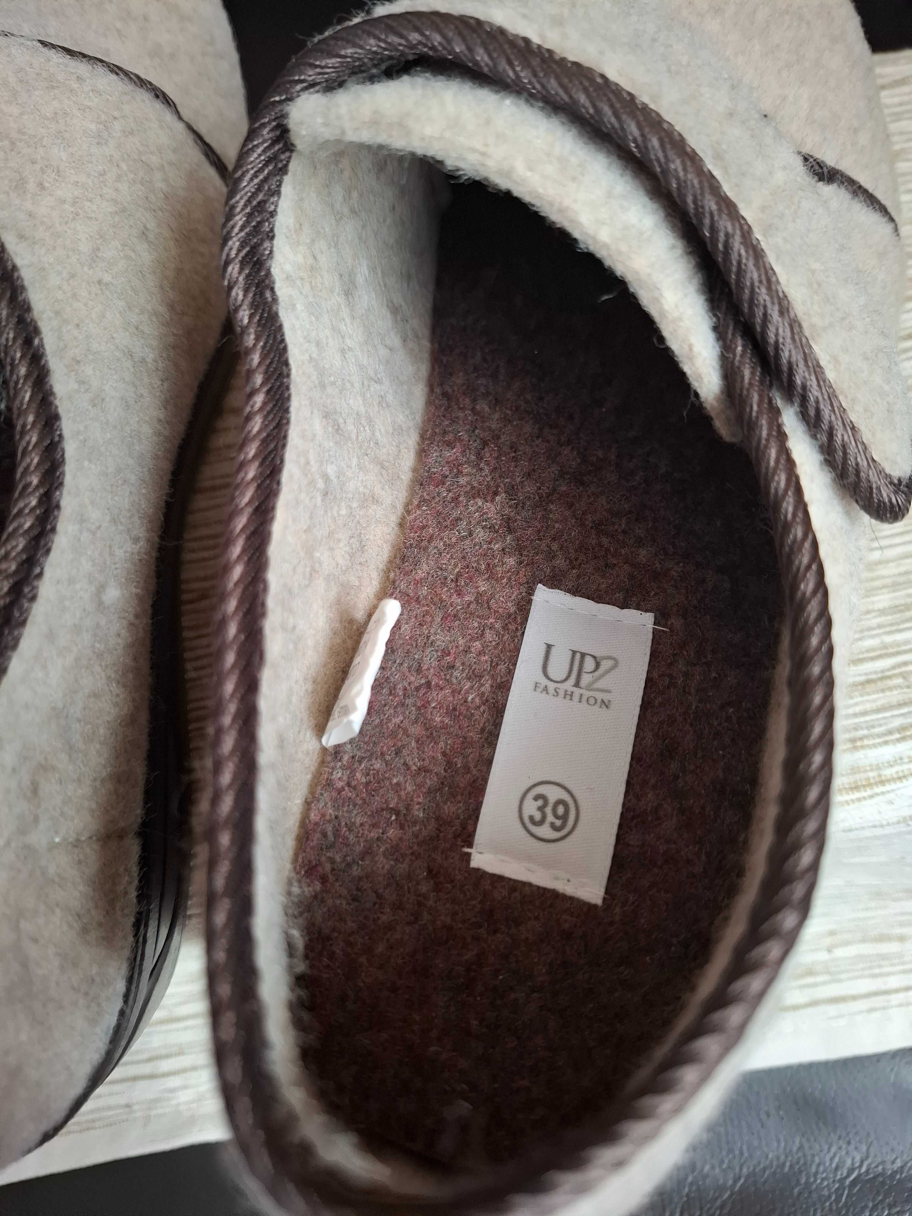 Buty beżowe na rzepy filcowe nowe UP2 fashion made in germany rozm. 39
