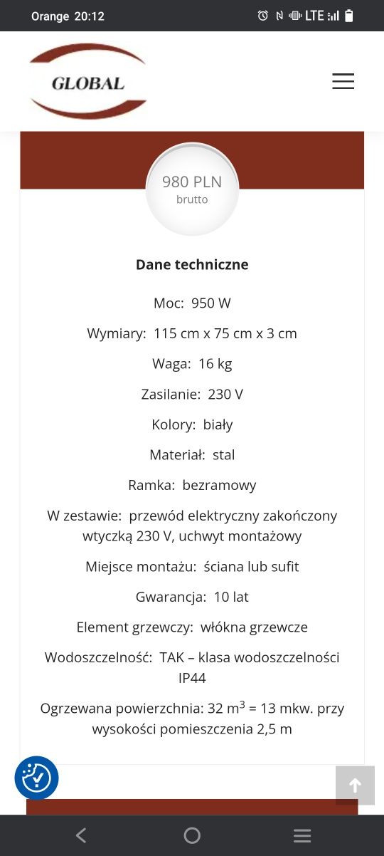 Panel grzewczy podczerwień grzejnik