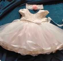 Sukienka chrzest r. 68, opaska, komplet, dziewczynka, chrzciny