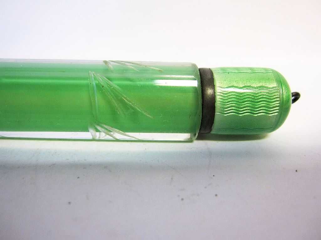 pequeno antigo frasco de rapé -snuff bottle- cristal+tampa guilhoché