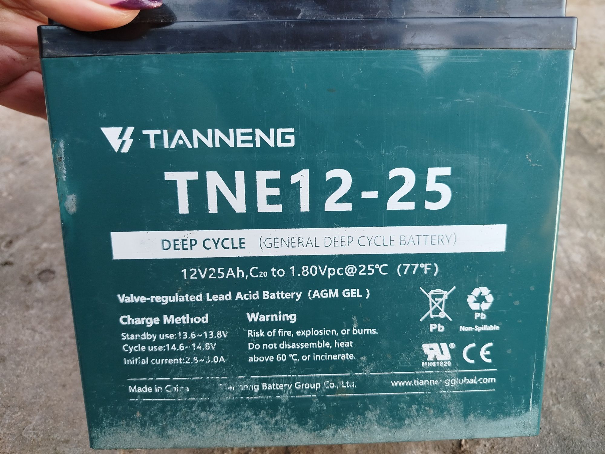 Продам акумулятори TNE12-25 для електро велосипеда Fada Idea (FDEB06LA