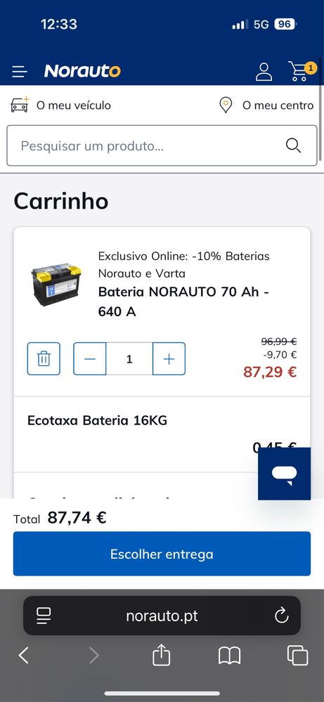 Bateria Norauto N13 96% carga