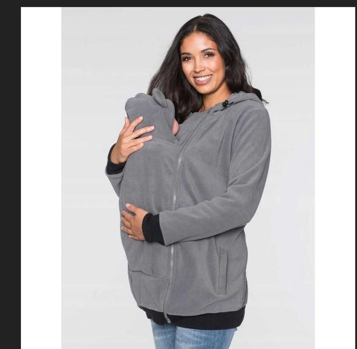 Szara bluza ciążowa i do noszenia dziecka