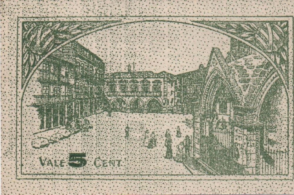 Cédula de 5 Cent. da Antiga Mercearia da Vila, de Guimarães-nova -rara