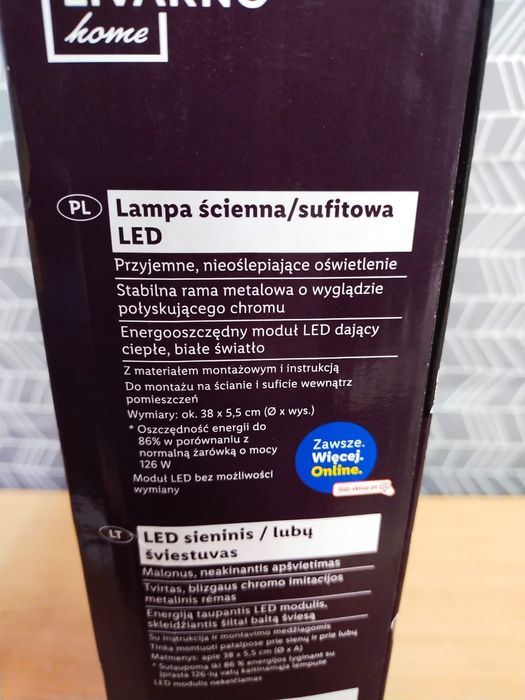 Oświetlenie  LED 38 cm ścienna / sufitowa