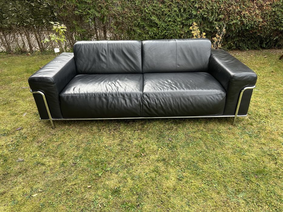 Duża designerska skórzana sofa trzyosobowa typu Natuzzi Frank