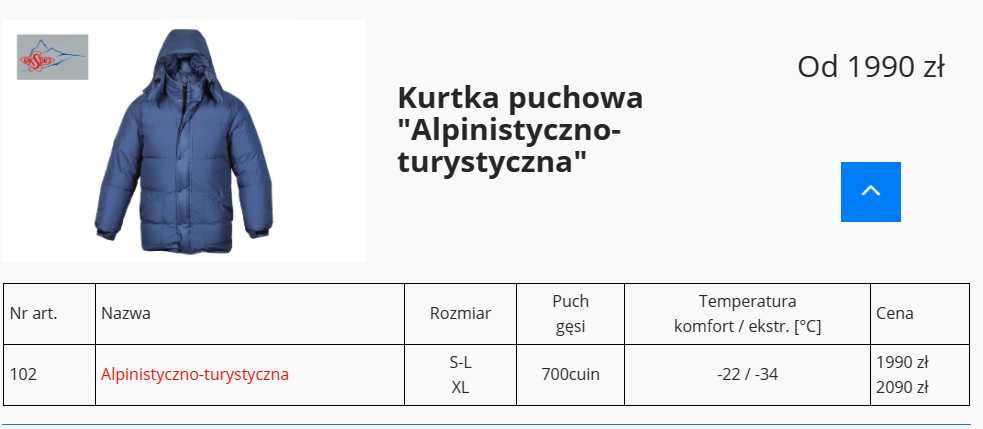 Kurtka puchowa "Alpinistyczno-turystyczna"