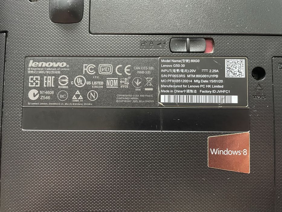 Ноутбук Ноут LENOVO G50-30 80G0 ram 8 Gb ! Intel 4 Ядра ! SSD 240 Gb !