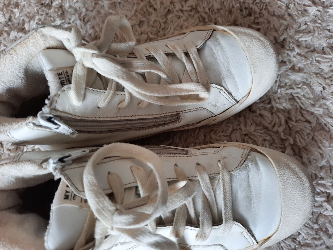 ZARA buty skórzane botki r 33 21,5 cm jesienne beżowe