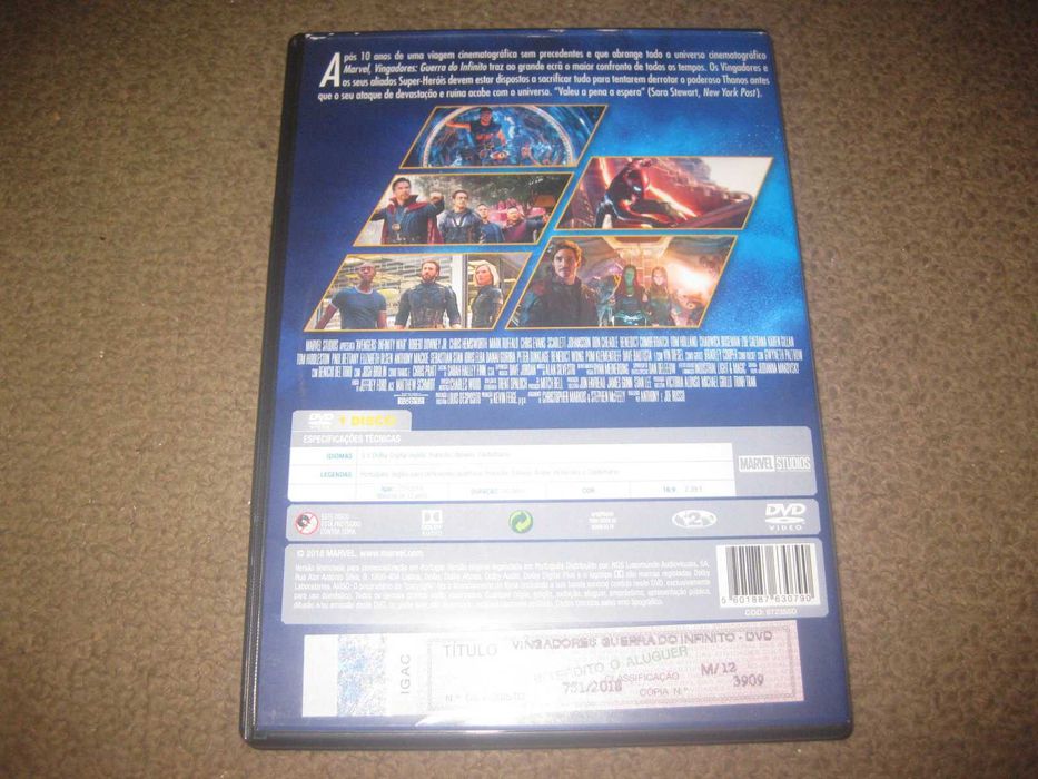 DVD "Vingadores: Guerra do Infinito" com Robert Downey Jr.