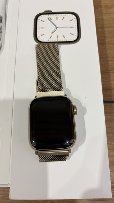 Apple watch Series 7 41 mm steinless steel stalowy złoty LTE