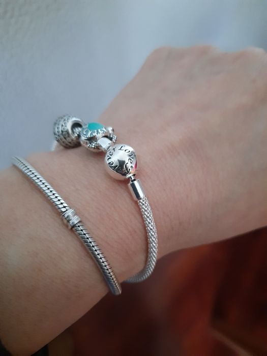 Pulseira prata esterlina "Forever Family/ Forever Love" 17cms