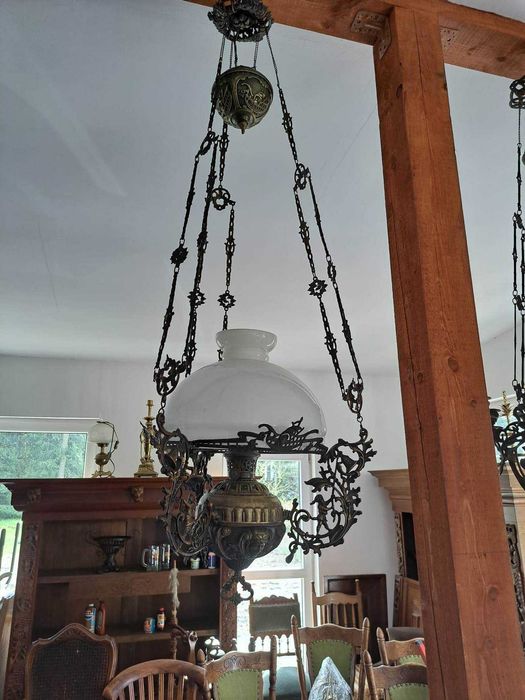 żyrandol lampa na naftę [ ANTYK ]