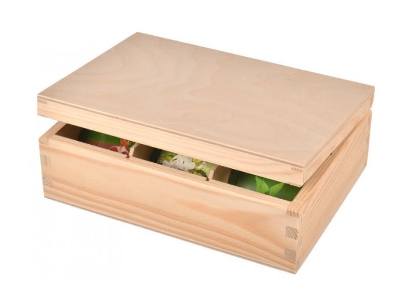 Pudełko drewniane na herbatę 6 przegród | Herbaciarka drewniana