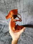 Buty damskie do tańca satynowe rude