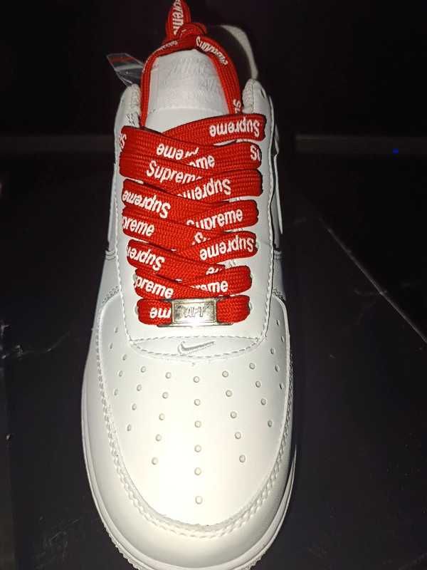Nowe\Autentyzm*airDamskieNikeForce1Supreme Biały UnisexTrampki 44