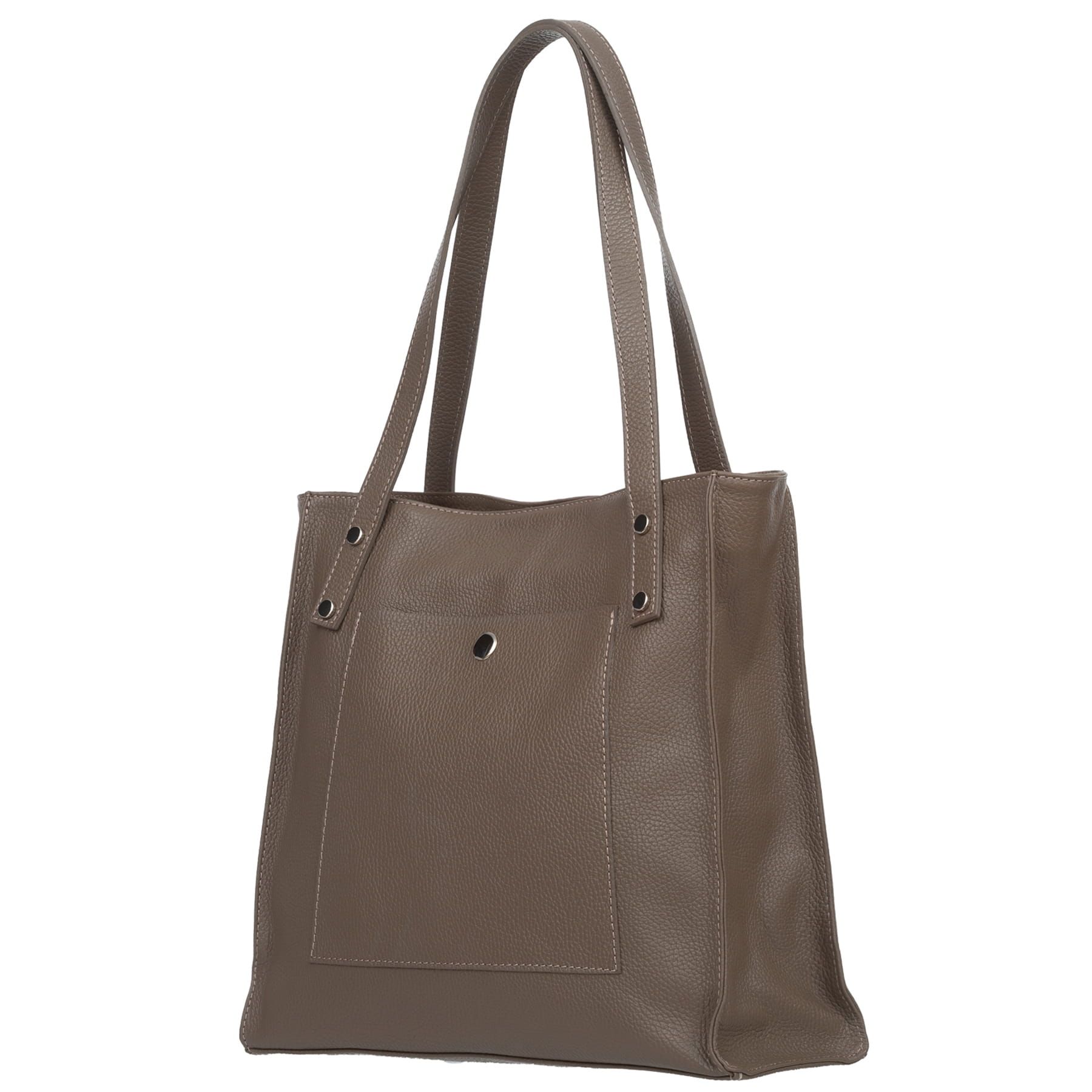 VERA PELLE torebka skórzana shopper z długimi rączkami V527 taupe
