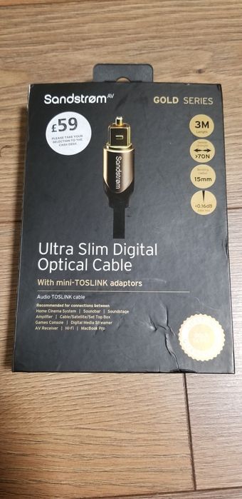 Цифровий оптичний кабель Sandstrøm Ultra Slim Gold Series