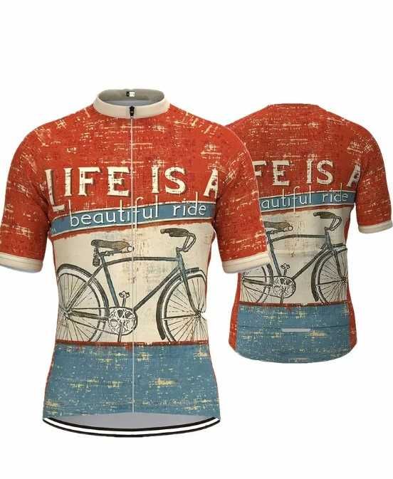 Koszulka Rowerowa dla Mężczyzn - "Life is a Beautiful Ride" XL