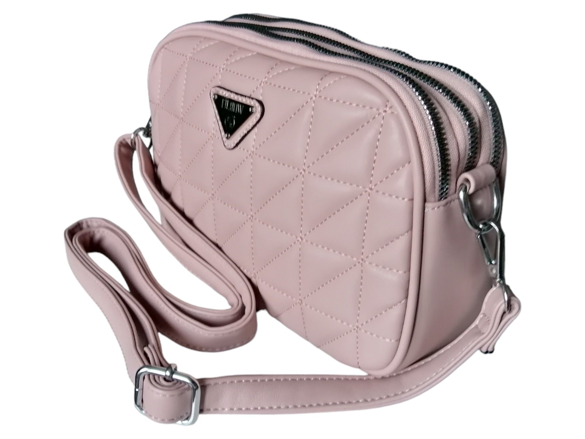 Klasyczny kuferek damski - różowa pikowana torebka na ramię