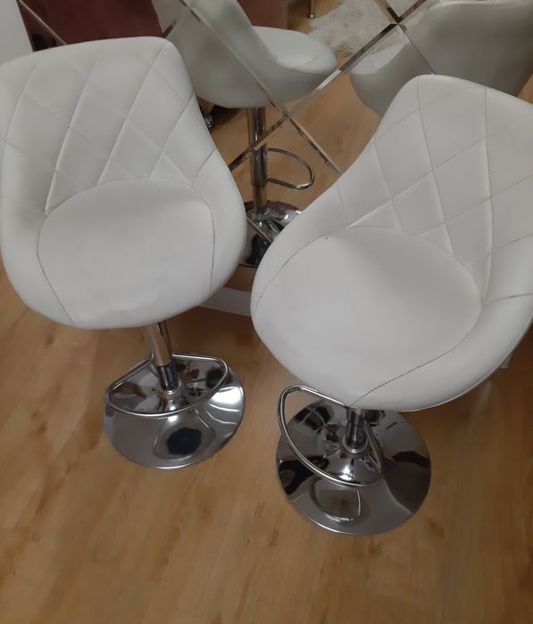 Hokery ekoskóra białe 2szt