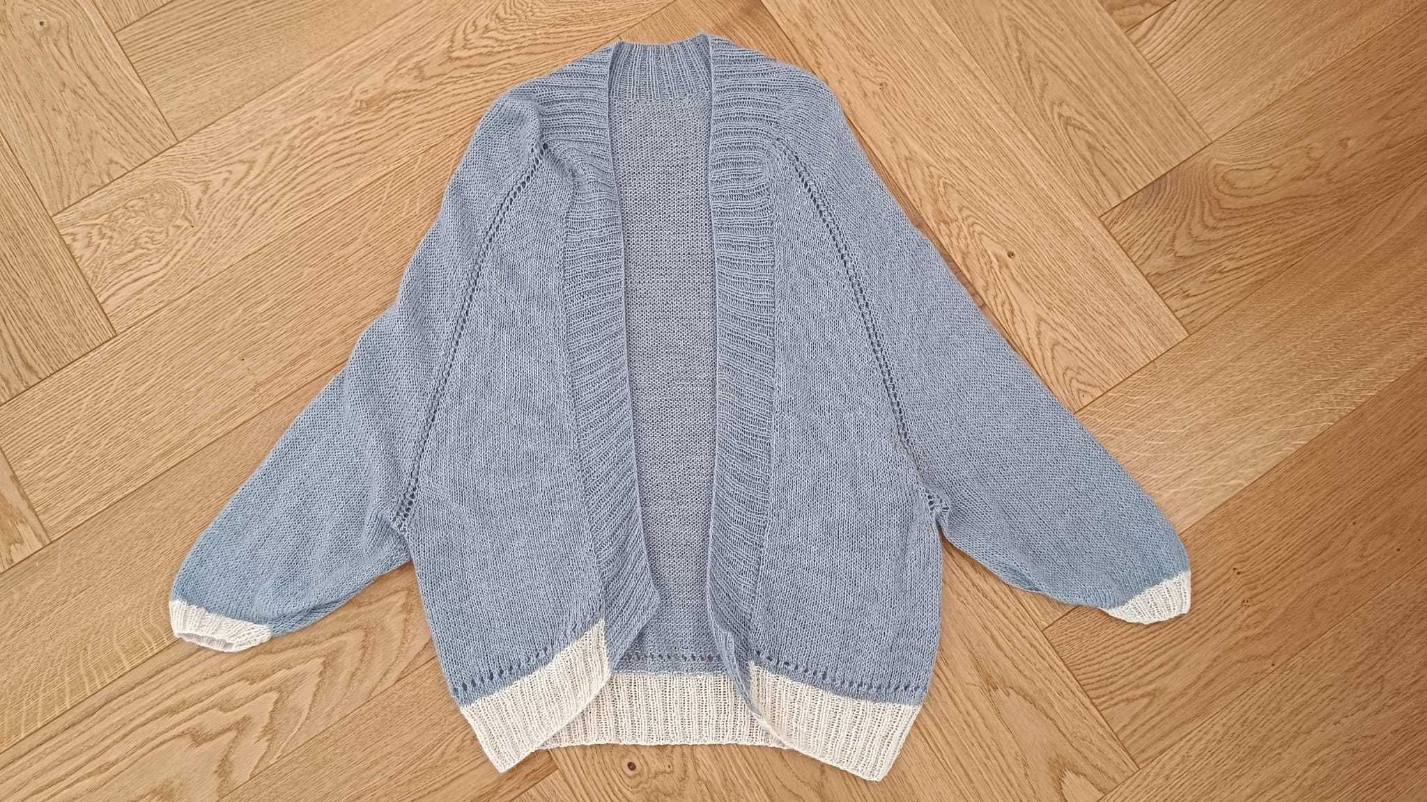 Sweter narzutka handmade XS S M L wełna