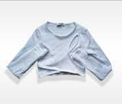 crop top bluzka z długim rękawem z wycięciem rozcięciem prążkowana
